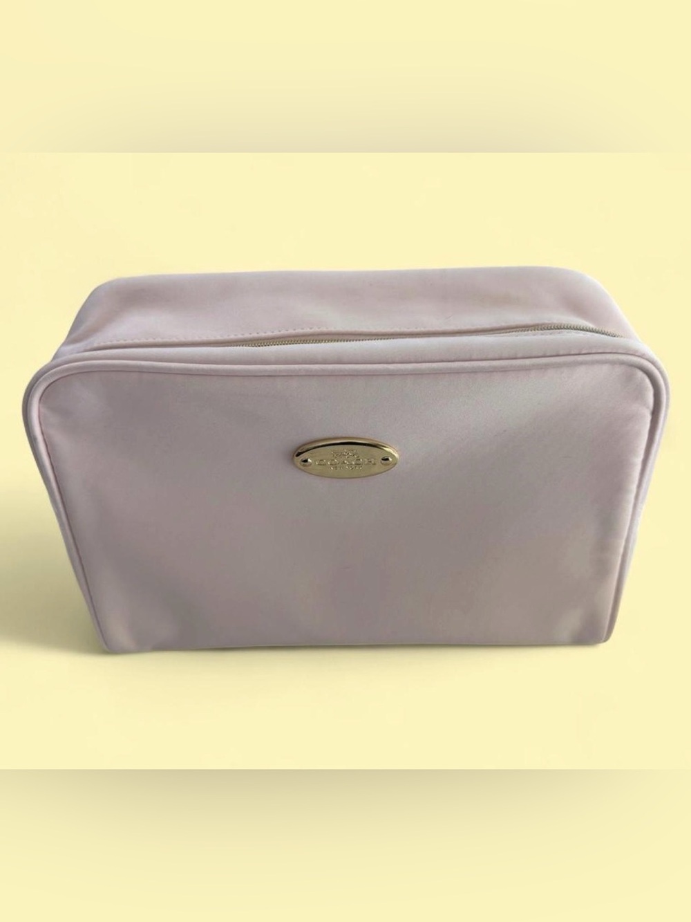 Coach Pale Lavender Cosmetic Pouch with Gold Plaque